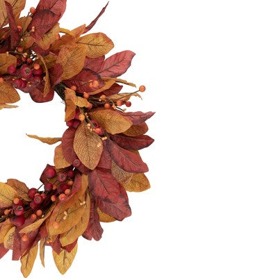  Northlight Berries With Leaves Artificial Fall Harvest Twig Wreath, 24-Inch, Unlit