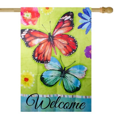  Northlight Welcome Butterflies Green Outdoor House Flag 28" X 40"