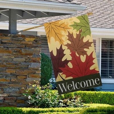  Northlight Red And Yellow Fall Leaves Welcome Outdoor House Flag 28" X 40"