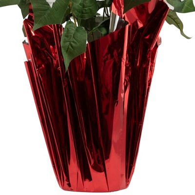  Northlight 26" White Artificial Christmas Poinsettia In Red Wrapped Base