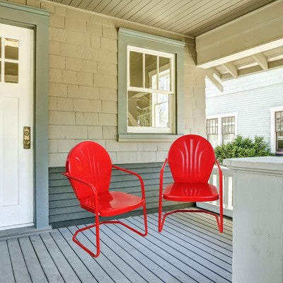  Northlight 34" Outdoor Retro Metal Tulip Armchair, Red