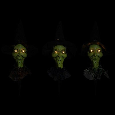  Northlight LED Lighted Smirking Witch Halloween Outdoor Pathway Markers - 17" - Set Of 3