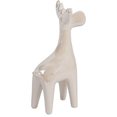  Northlight 5.5" Pearlized Cream Ceramic Moose Christmas Figure