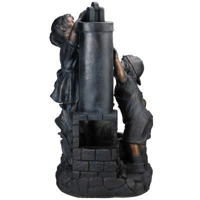  Northlight 29" Children At The Water Pump Well Outdoor Patio Garden Fountain - Black/Bronze