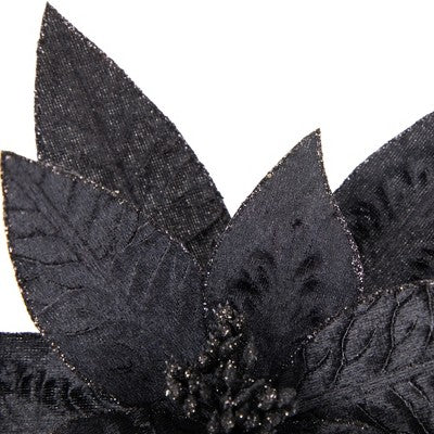  Northlight 25" Black Glittered Poinsettia Christmas Floral Stem Spray