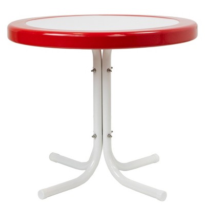  Northlight 22" Outdoor Retro Tulip Side Table, Red And White