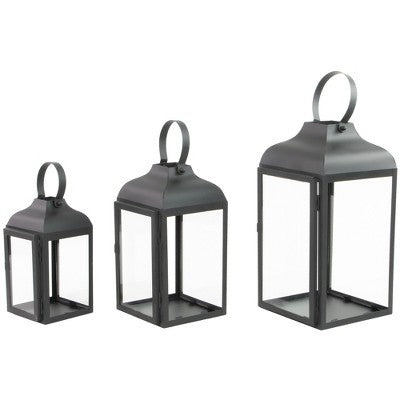  Northlight Set Of 3 Black Traditional Style Candle Lanterns 12.75"