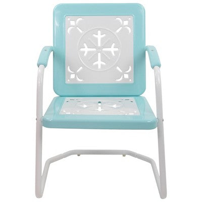  Northlight 35" Square Outdoor Retro Tulip Armchair, Blue And White