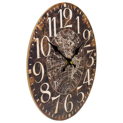  Northlight 12" Battery Operated Round Wall Clock With World Globe Design