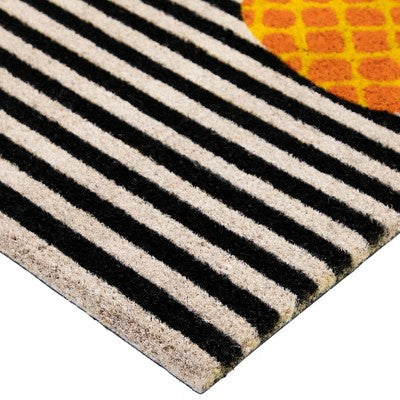  Northlight Ivory And Orange Pineapple Striped Natural Coir Outdoor Doormat 18" X 30"