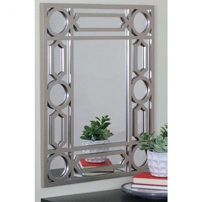  Northlight 29.5" Gray Framed Geometric Design Rectangular Wall Mirror