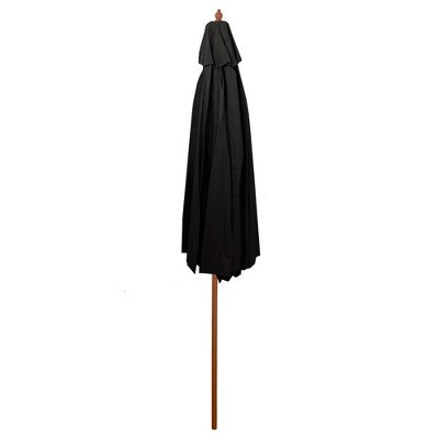  Northlight 8.5ft Outdoor Patio Market Umbrella With Wooden Pole, Black