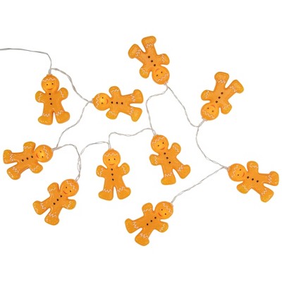  Northlight 10-Count LED Orange Gingerbread Men Christmas Fairy Lights, 4ft, Copper Wire