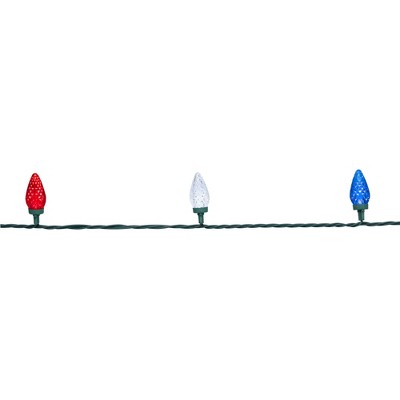  Northlight Patriotic LED C9 Faceted Christmas Lights - Red, White And Blue - 66' Green Wire - 100ct