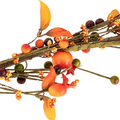  Northlight 5' X 6" Fall Harvest Berries And Leaves Twig Artificial Garland, Unlit