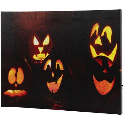  Northlight LED Lighted Silly Jack-O-Lanterns Halloween Canvas Wall Art - 15.75" X 12"