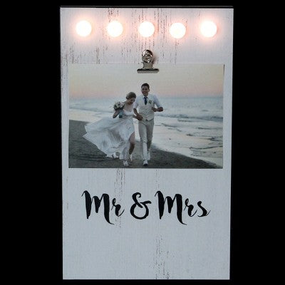  Northlight LED Lighted Mr & Mrs Picture Frame With Clip - 4" X 6"