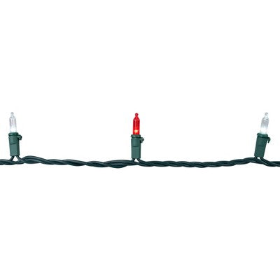  Northlight LED Mini Christmas Lights - Red And White - 33' Green Wire - 100ct