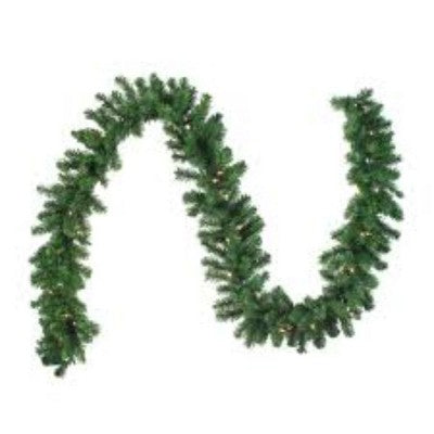  Northlight 9' X 10" Prelit LED Battery Operated Canadian Pine With Timer Artificial Christmas Garland - Multi-Lights