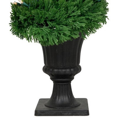  Northlight 5.5' Pre-Lit Artificial Cedar Spiral Topiary Tree In Urn Style Pot, Clear Lights