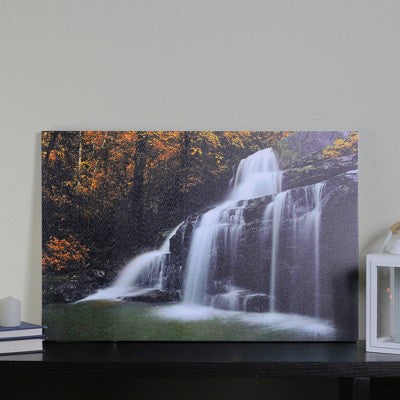  Northlight 23.5" Natures Woods Autumn Waterfall Scene Canvas Wall Art