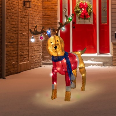  Northlight 36.5" LED Lighted Dog Wearing Antlers Christmas Outdoor Yard Decoration