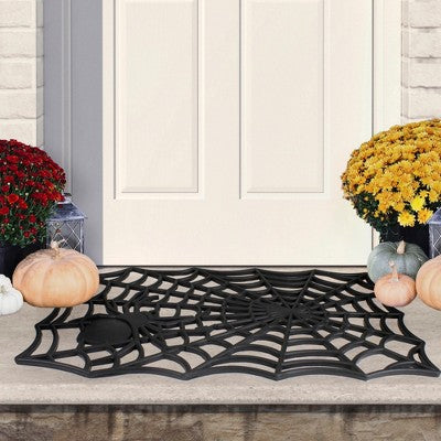 Northlight Black Spider Web Rectangular Halloween Doormat 18" X 30"