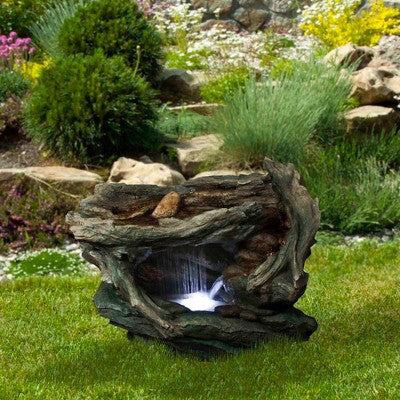  Northlight 31" LED Woodland Grotto With Stones Outdoor Garden Water Fountain