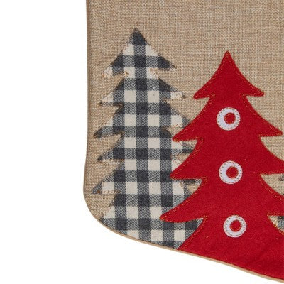  Northlight 19" Beige And Red Burlap "Happy Holidays" Forest Trees Christmas Stocking