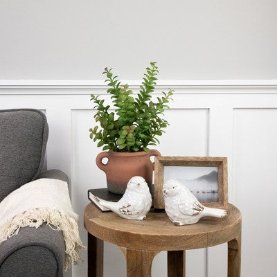  Northlight Real Touch™ Artificial Privet Plant In Vintage Milk Can Style Earthenware Pot - 14"