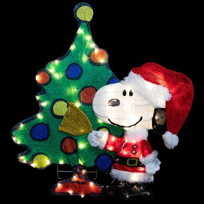  Northlight 32" LED Lighted Peanuts Snoopy And Christmas Tree Outdoor Decoration - Clear Lights