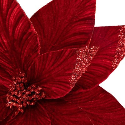  Northlight 24" Red Glittered Poinsettia Christmas Stem Spray