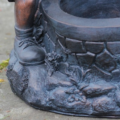  Northlight 29" Children At The Water Pump Well Outdoor Patio Garden Fountain - Black/Bronze
