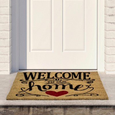  Northlight Natural Coir "Welcome To Our Home" Rectangular Doormat 18" X 30"