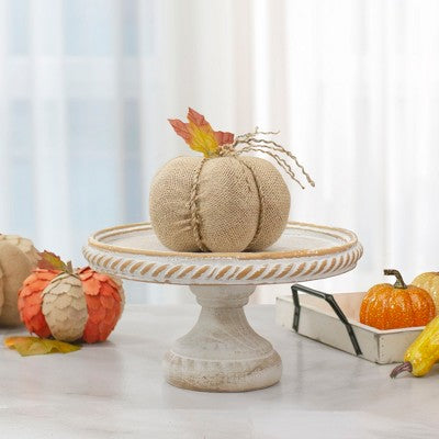  Northlight 5.5" Beige Burlap Autumn Harvest Table Top Pumpkin