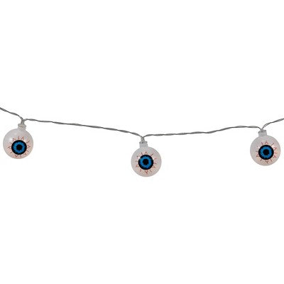  Northlight LED Bloodshot Eyeball Halloween Lights - 4.5' Clear Wire - Warm White Lights - 10ct