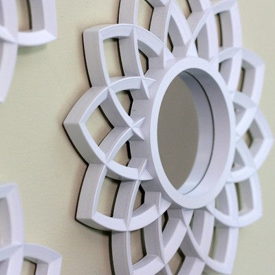  Northlight Set Of 3 Arched Floral Matte White Wall Mirrors 9.5"