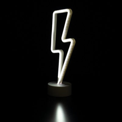  Northlight 11.5" Battery Operated Neon Style LED Lightening Bolt Table Light - White