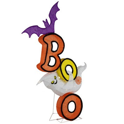  Northlight Lighted Bat And Ghost "BOO" Halloween Decoration - 4.5' - Warm White LED Lights
