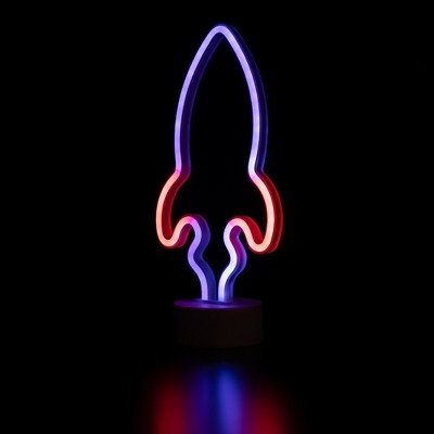  Northlight LED Rocket Ship Neon Table Light - 9" - Blue And Red
