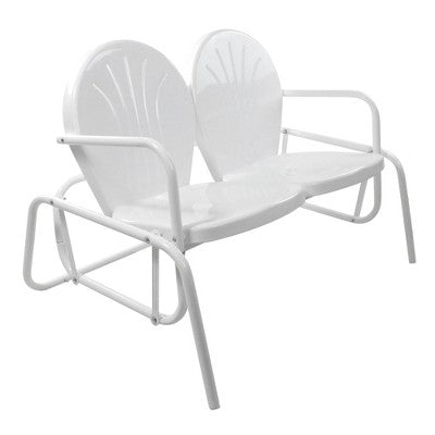  Northlight 48.25" Outdoor Retro 2-Person Metal Tulip Double Glider Patio Chair, White