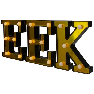  Northlight LED Lighted EEK Halloween Marquee Sign - 6.5" - Warm White Lights - Gold Finish