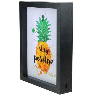  Northlight 9” LED Lighted 'Stay Positive' Pineapple Framed Light Box