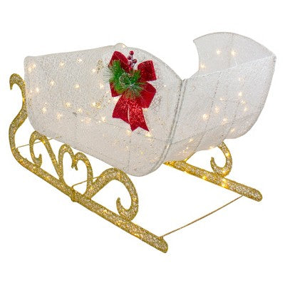  Northlight 48" LED Lighted Glitter Reindeer With Sleigh Outdoor Christmas Decoration