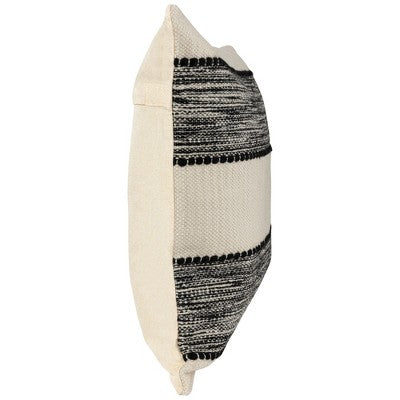  Northlight 20" Black And Cream Textured Block Handloom Woven Outdoor Square Throw Pillow