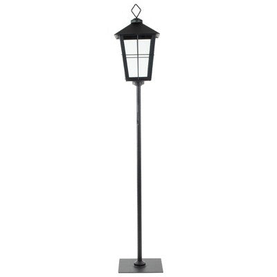  Northlight 43.75" Matte Black Candle Lantern With Wreath Holder