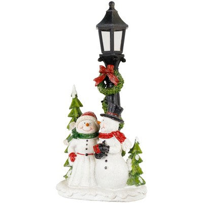  Northlight Glittered Snow Couple Under Lighted Street Lamp Christmas Decoration - 14"