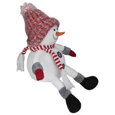  Northlight Sitting Winter Snowman Christmas Decoration - 16" - Red And White