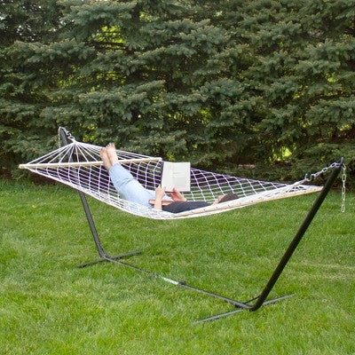  Northlight 55" X 78" Lattice Rope Hammock With Wooden Bar - Brown