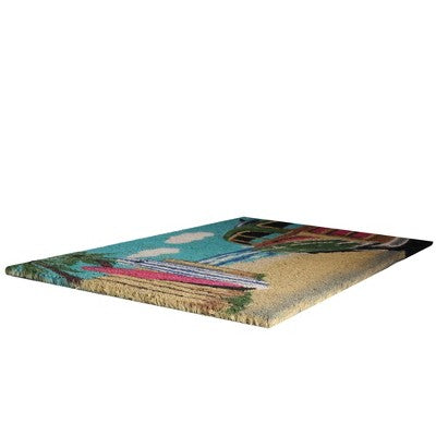 Northlight Retro Car On Beach Rectangular Coir Door Mat 18" X 30"